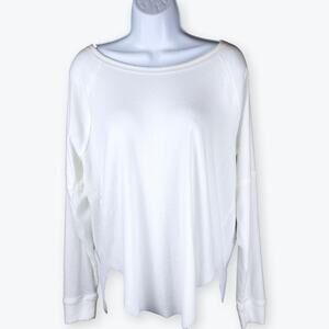 Three Dots White Long Sleeve Top | Women’s M | Soft Ribbed Crew